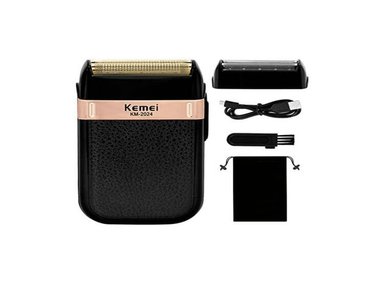 MAQUINA DE AFEITAR RECARGABLE DOBLE HOJA KEMEI-2024