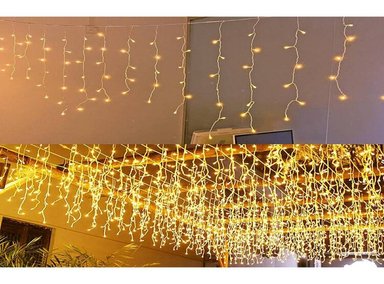 CORTINA LUCES AMARILLO LED DECORACIÓN NAVIDAD CÁLIDA 3M EXTENSIBLE - 2