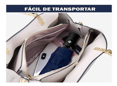 PARAGUAS PLEGABLE SOMBRILLA DE MANO PARA SOL LLUVIA GUINDA - 4