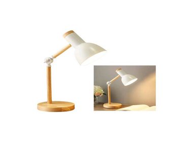 LAMPARA DE ESCRITORIO CLÁSICA DE MESA AJUSTABLE MADERA BLANCO - 2