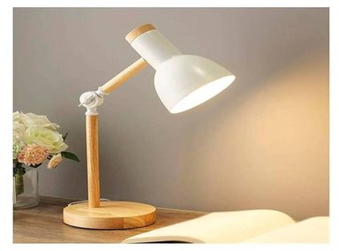 LAMPARA DE ESCRITORIO CLÁSICA DE MESA AJUSTABLE MADERA BLANCO - 5