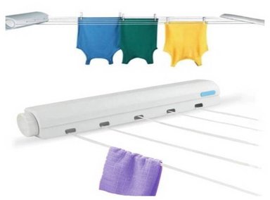 COLGADOR TENDEDERO DE ROPA RETRACTIL 3.75 MT PLEGABLE 5 CUERDAS