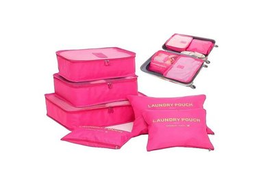 SET ORGANIZADORES FUCSIA BOLSAS IMPERMEABLE PARA VIAJE 6PCS