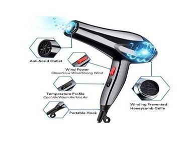 SECADOR CABELLO 3000W GWB + 3 VELOCIDADES + 3 TEMPERATURA