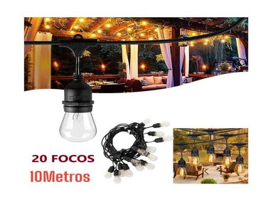 GUIRNALDA 20 BOMBILLAS 10 METROS LED VINTAGE JARDIN FIESTAS