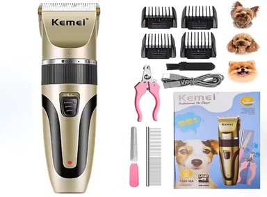 KIT KEMEI PROFESIONAL COMPLETO CORTADORA PELOS PARA MASCOTAS