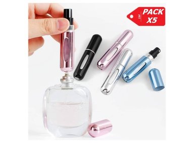 PACK X5 DISPENSADOR ATOMIZADOR CÁPSULA DE PERFUME PARA VIAJE 5ML