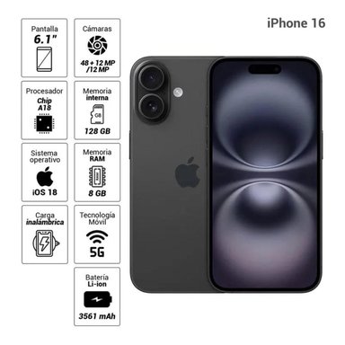 APPLE IPHONE 16 128GB NEGRO 5G - 3