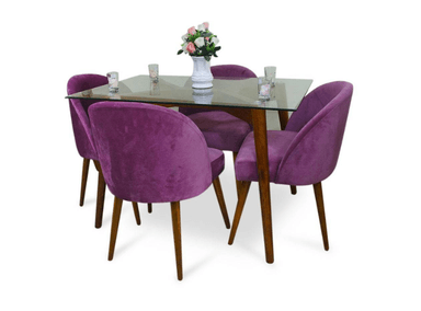 JUEGO COMEDOR RABHÉ 4 SILLAS MORADO AGNES