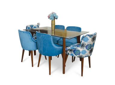 JUEGO COMEDOR RABHÉ 6 SILLAS CELESTE LUCÍA