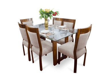 JUEGO COMEDOR RABHÉ 6 SILLAS BEIGE ZAIRA