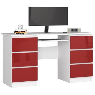 ESCRITORIO DE MELAMINA MUEBLES CRISOSTOMO HOME OFICCE 135 CM GERENCIAL -ROJO