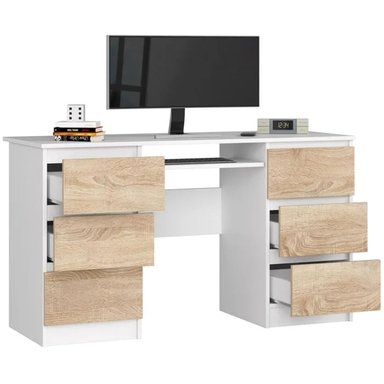 ESCRITORIO DE MELAMINA GERENCIAL BLANCO-MALVA 135CM - 2