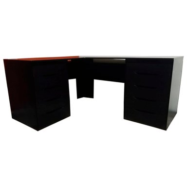 ESCRITORIO GAMER MUEBLES CRISOSTOMO HOME OFICCE NEGRO EN L DE MELAMINA
