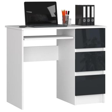 ESCRITORIO DE MELAMINA MUEBLES CRISOSTOMO HOME OFICCE MODERNO BLANCO-NEGRO 90CM
