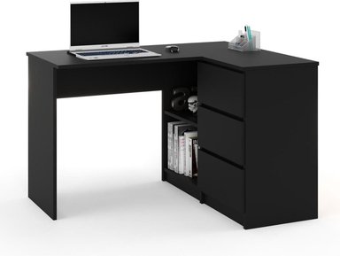 ESCRITORIO EN L MUEBLES CRISOSTOMO HOME OFICCE NEGRO GERENCIAL 125CM