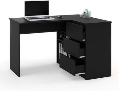 ESCRITORIO EN L MUEBLES CRISOSTOMO HOME OFICCE NEGRO GERENCIAL 125CM - 2