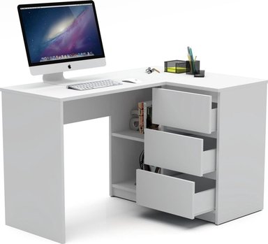 ESCRITORIO EN L MUEBLES CRISOSTOMO HOME OFICCE BLANCO GERENCIAL 125CM - 2