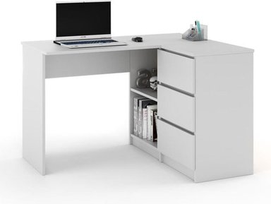 ESCRITORIO EN L MUEBLES CRISOSTOMO HOME OFICCE BLANCO GERENCIAL 125CM - 3