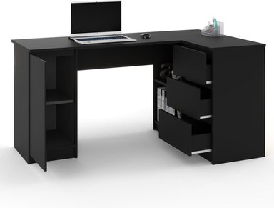 ESCRITORIO EN L MUEBLES CRISOSTOMO HOME OFICCE NEGRO GERENCIAL 150CM - 2