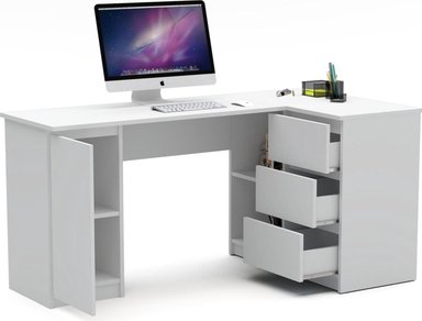 ESCRITORIO EN L MUEBLES CRISOSTOMO HOME OFICCE BLANCO GERENCIAL 150CM - 2