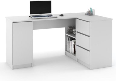 ESCRITORIO EN L MUEBLES CRISOSTOMO HOME OFICCE BLANCO GERENCIAL 150CM - 3