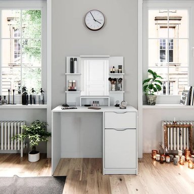 TOCADOR MAQUILLAJE MUEBLES CRISOSTOMO HOME OFICCE BLANCO 100CM