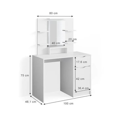 TOCADOR MAQUILLAJE MUEBLES CRISOSTOMO HOME OFICCE BLANCO 100CM - 4