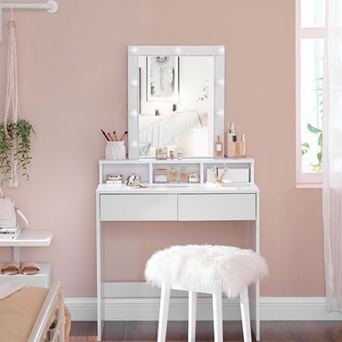 TOCADOR MAQUILLAJE MUEBLES CRISOSTOMO HOME OFICCE BLANCO CON LUCES 80CM - 2