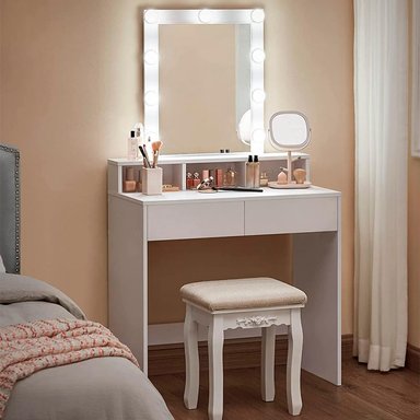 TOCADOR MAQUILLAJE MUEBLES CRISOSTOMO HOME OFICCE BLANCO CON LUCES 80CM - 3