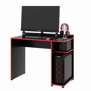 ESCRITORIO GAMER MUEBLES CRISOSTOMO HOME OFICCE NEGRO-ROJO RIO 103CM
