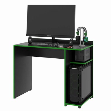 ESCRITORIO GAMER MUEBLES CRISOSTOMO HOME OFICCE NEGRO-VERDE RIO 103CM