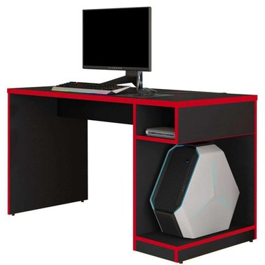 ESCRITORIO GAMER MUEBLES CRISOSTOMO HOME OFICCE NEGRO PRETO 130CM