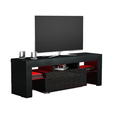 CENTRO DE ENTRETENIMIENTO MUEBLES CRISOSTOMO HOME OFICCE PARA TV CON LUCES LED NEGRO