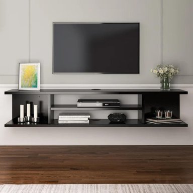 MUEBLE PARA TV MUEBLES CRISOSTOMO HOME OFICCE FLOTANTE 55 PULGADAS NEGRO - 2