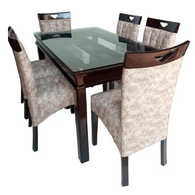 JUEGO COMEDOR MUEBLES CRISOSTOMO 6 SILLAS BEIGE NIEVE