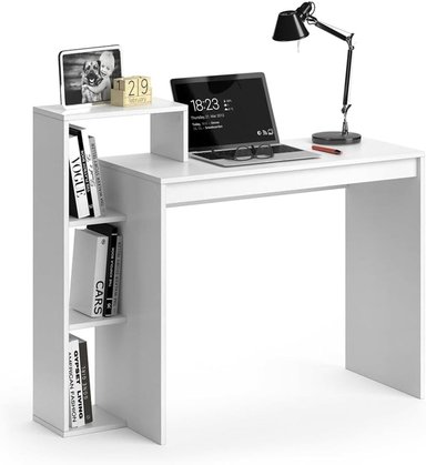 ESCRITORIO LIBRERO MUEBLES CRISOSTOMO HOME OFICCE 110 CM X 110 CM BLANCO MODERNO