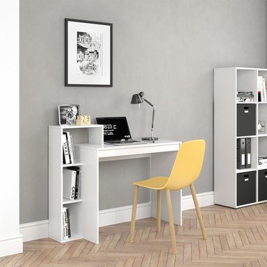 ESCRITORIO LIBRERO MUEBLES CRISOSTOMO HOME OFICCE 110 CM X 110 CM BLANCO MODERNO - 2