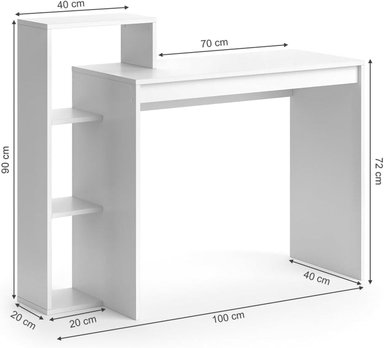 ESCRITORIO LIBRERO MUEBLES CRISOSTOMO HOME OFICCE 110 CM X 110 CM BLANCO MODERNO - 4