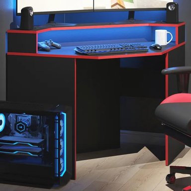 ESCRITORIO GAMER MUEBLES CRISOSTOMO HOME OFICCE 90 CM X 90 CM NEGRO DE MELAMINA - 2