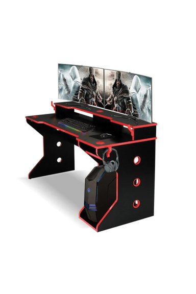 ESCRITORIO GAMER MUEBLES CRISOSTOMO HOME OFICCE 120 CM X 120 CM NEGRO DE MELAMINA MODERNO