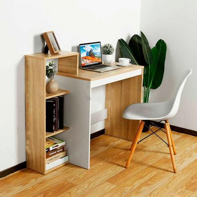ESCRITORIO LIBRERO MUEBLES CRISOSTOMO HOME OFICCE 110 CM X 110 CM BLANCO MODERNO MALVA - 3