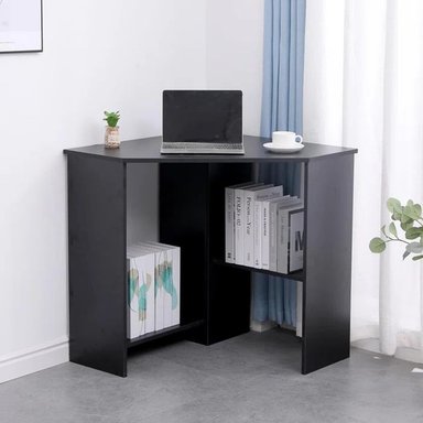 ESCRITORIO ESQUINERO MUEBLES CRISOSTOMO HOME OFICCE 72 CM X 72 CM NEGRO MODERNO