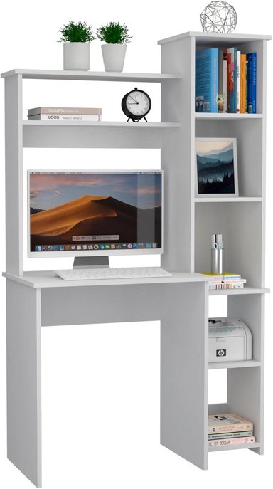 ESCRITORIO ESTANTE MUEBLES CRISOSTOMO HOME OFICCE 98 CM X 98 CM BLANCO DE MELAMINA