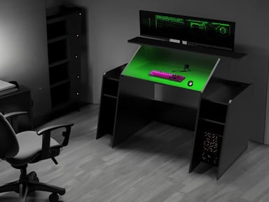ESCRITORIO GAMER MUEBLES CRISOSTOMO PRO ELITE 150 CM X 150 CM NEGRO PARA PC - 2