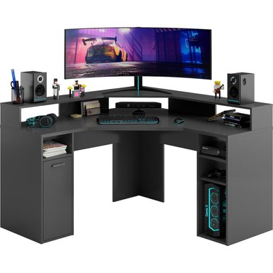 ESCRITORIO GAMER MUEBLES CRISOSTOMO HOME OFICCE 138 CM X 138 CM NEGRO EN L MODERNO