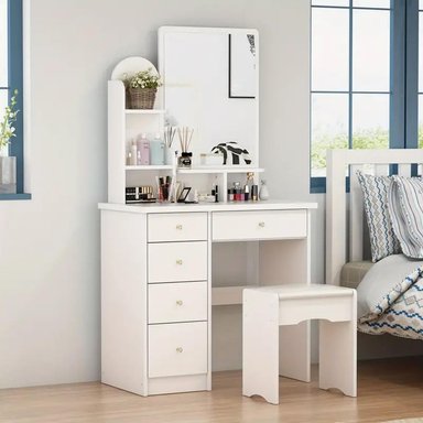TOCADOR MAQUILLAJE MUEBLES CRISOSTOMO HOME BLANCO MODERNO 80CM