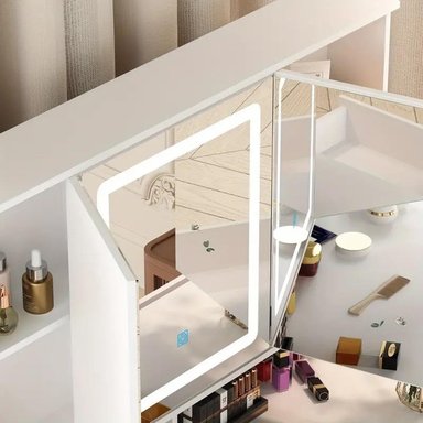 TOCADOR DE MAQUILLAJE CON LUCES LED BLANCO 110CM - 4