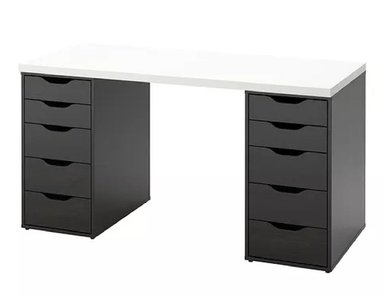 ESCRITORIO DE MELAMINA MODERNO BLANCO NEGRO 140CM