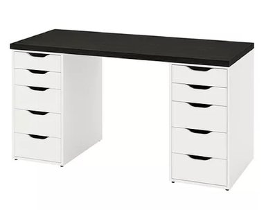ESCRITORIO DE MELAMINA MODERNO NEGRO BLANCO 140CM